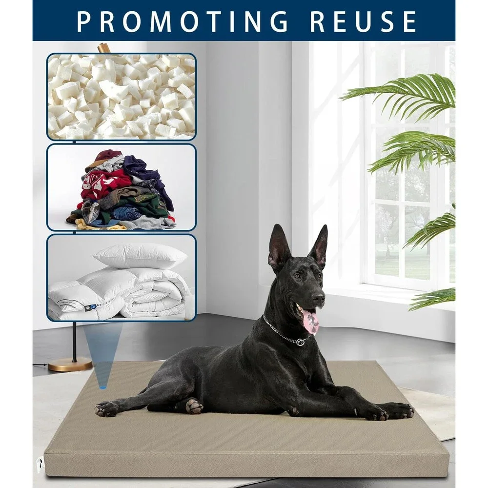 Waterproof Dog Bed Cover Brown - Faux Leather Hairproof Replacement Liner